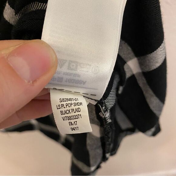 Old Navy woman’s black white Plaid Flannel tunic button pullover shirt dress S - Picture 3 of 10